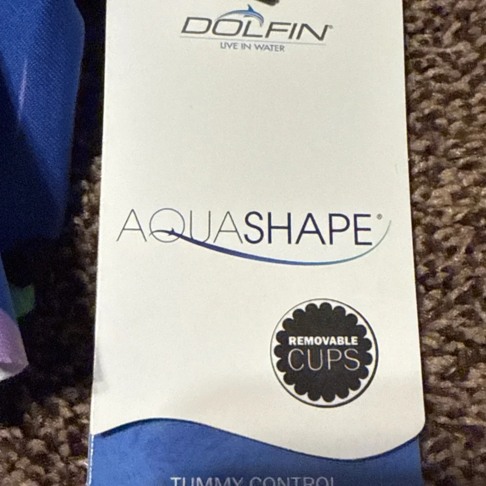 NWT Dolfin Aquashape Removeable Cups Tummy Control Blue‎ Eden Size 6 Swimsuit